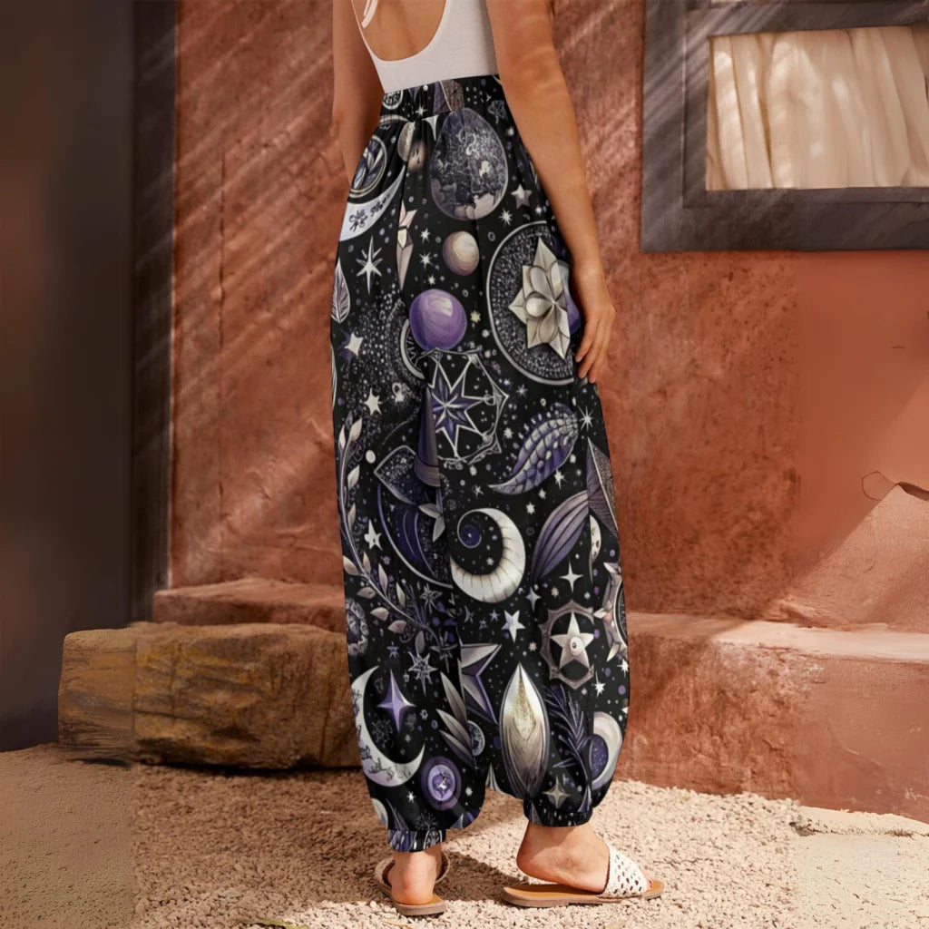 MYSTICAL BUDDHA YOGA PANTS WITH CELESTIAL TAROT DESIGN