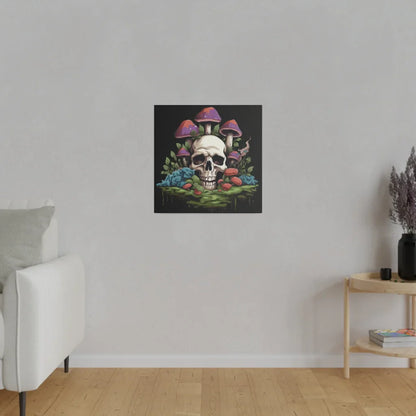 MYSTICAL SKULL AND MUSHROOM CANVAS WALL ART - 20″ x 20″