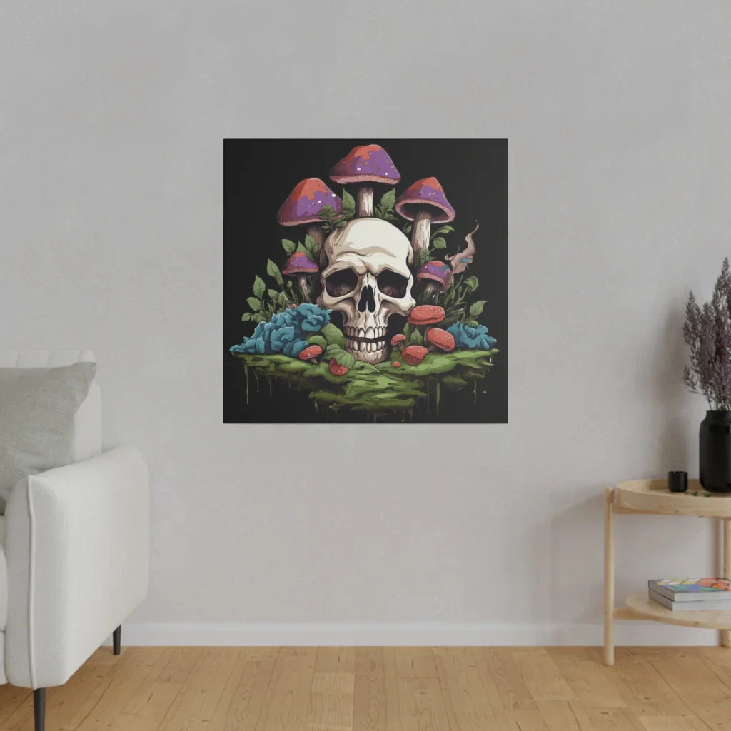 MYSTICAL SKULL AND MUSHROOM CANVAS WALL ART - 30″ x 30″