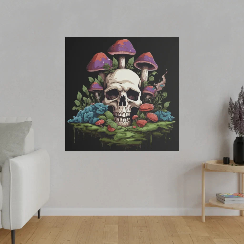 MYSTICAL SKULL AND MUSHROOM CANVAS WALL ART - 36’’ x