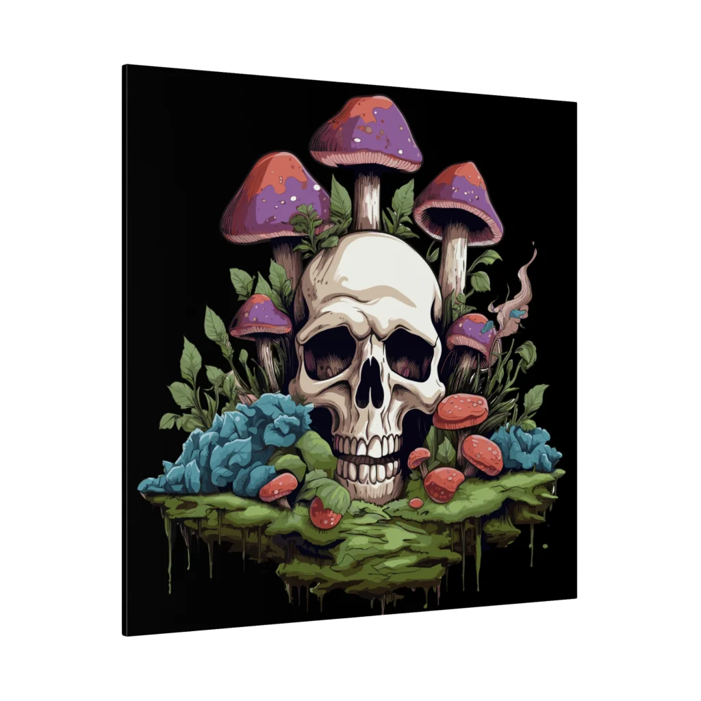 MYSTICAL SKULL AND MUSHROOM CANVAS WALL ART - Canvas wall