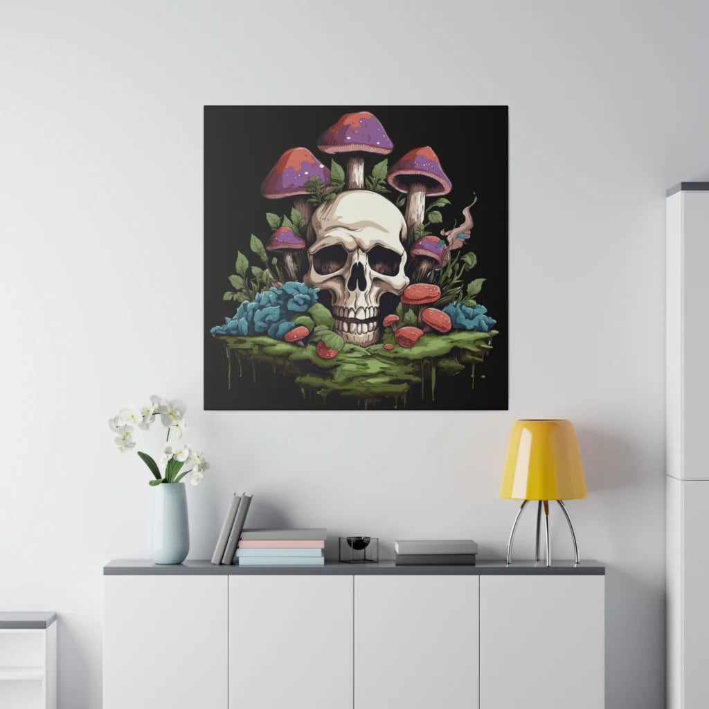 MYSTICAL SKULL AND MUSHROOM CANVAS WALL ART - Canvas wall