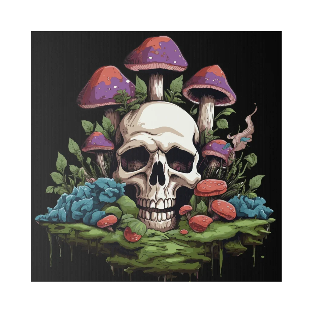 MYSTICAL SKULL AND MUSHROOM CANVAS WALL ART - Canvas wall