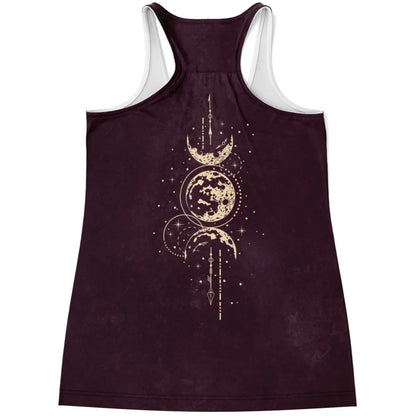 MYSTICAL SUN AND MOON FLOWY TANK RACERBACK FOR WOMEN - Flowy Racerback Tank Top - AOP