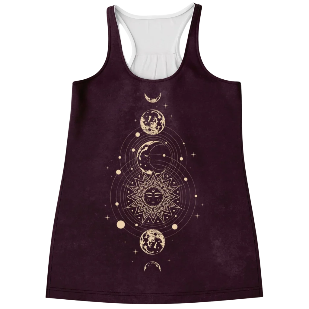 MYSTICAL SUN AND MOON RACERBACK YOGA TANK TOP FOR WOMEN