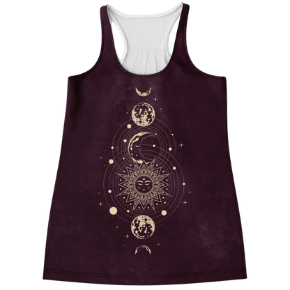 MYSTICAL SUN AND MOON RACERBACK YOGA TANK TOP FOR WOMEN