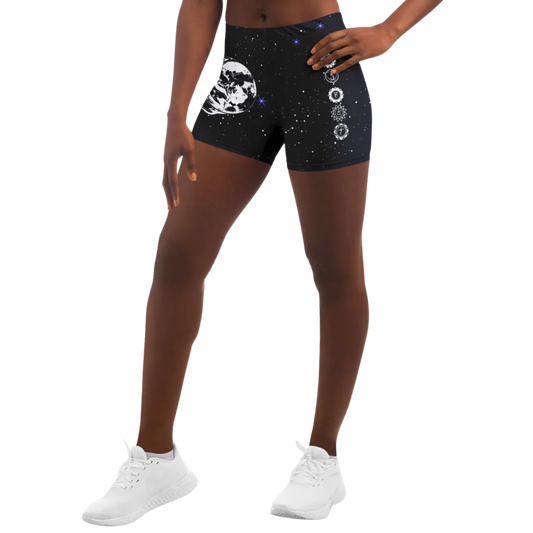 MYSTICAL SUN AND MOON YOGA SHORTS - Yoga Shorts - AOP