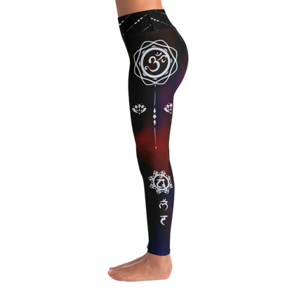 MYSTICAL TIE-DYE OM MATCHING YOGA SET FOR BOHEMIAN SPIRIT - yoga-leggings-sports-bra-set