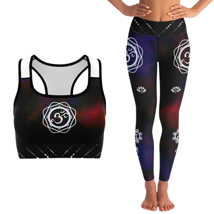 MYSTICAL TIE-DYE OM MATCHING YOGA SET FOR BOHEMIAN SPIRIT - XS / XS - yoga-leggings-sports-bra-set