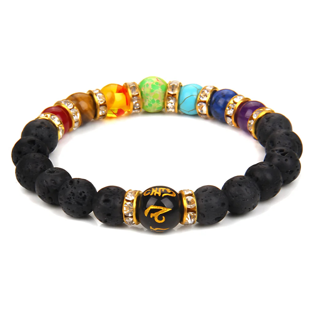 NATURAL CHAKRA BRACELET WITH LAVA AND HEALING STONES - Style D - Bracelet