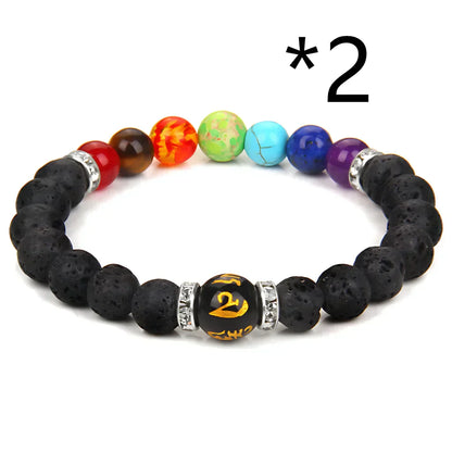 NATURAL CHAKRA BRACELET WITH LAVA AND HEALING STONES - Style E 2pcs - Bracelet