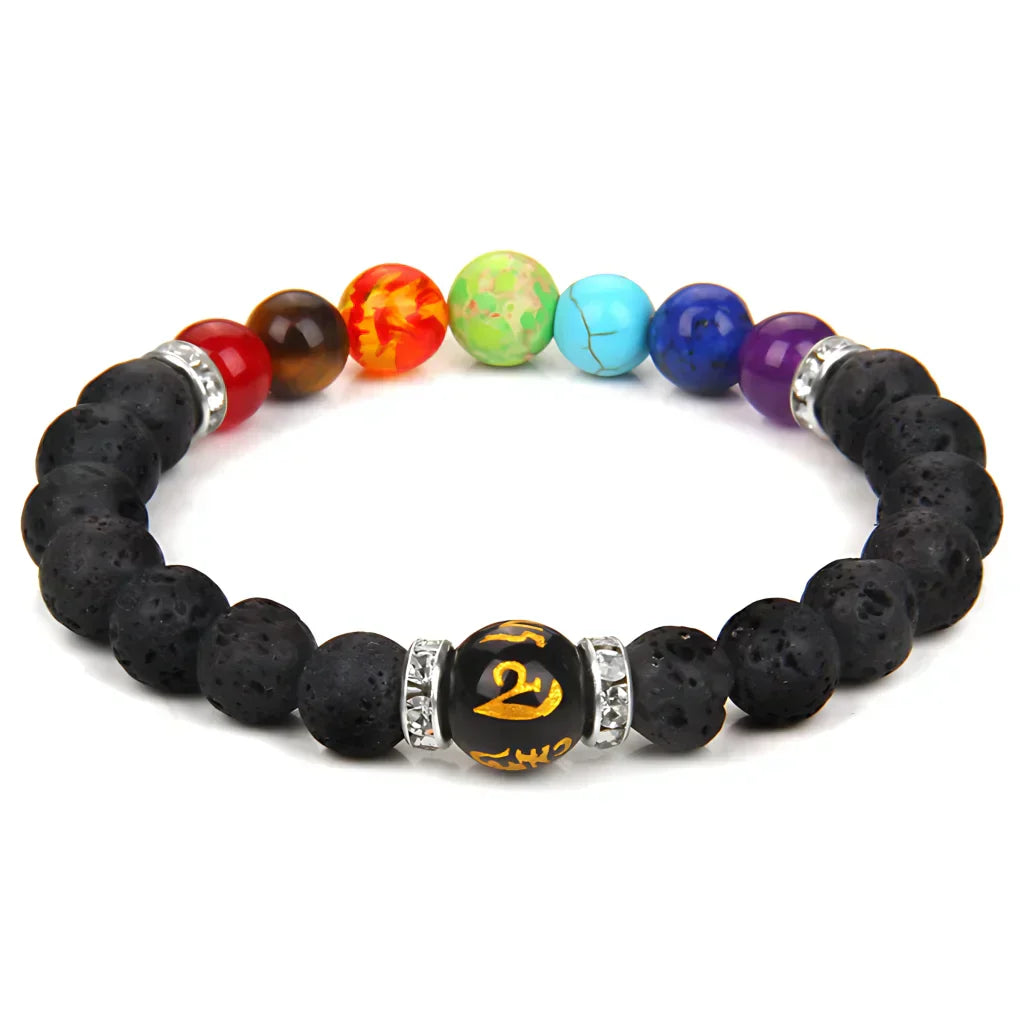 NATURAL CHAKRA BRACELET WITH LAVA AND HEALING STONES - Style E - Bracelet