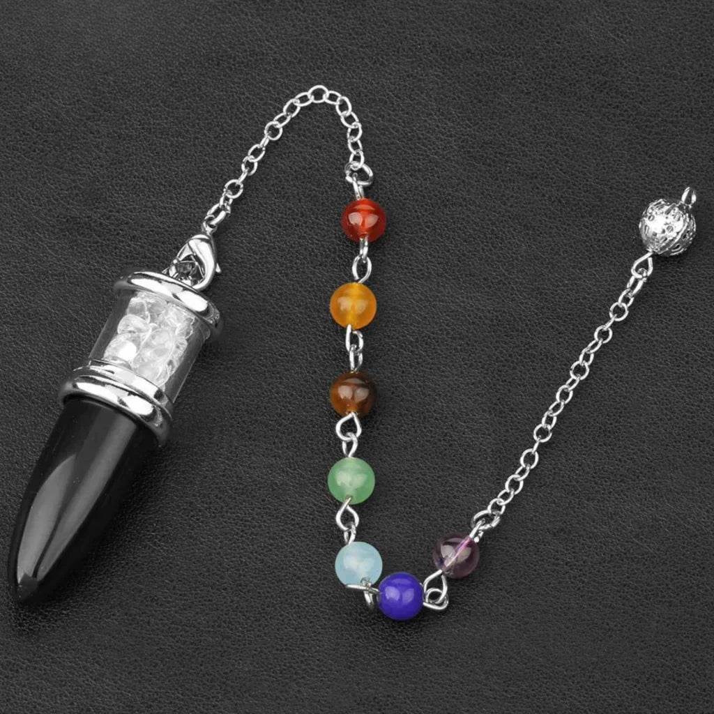 NATURAL CRYSTAL SEVEN CHAKRA BOHO NECKLACE FOR YOGA & BALANCE - Black Agate - Necklace