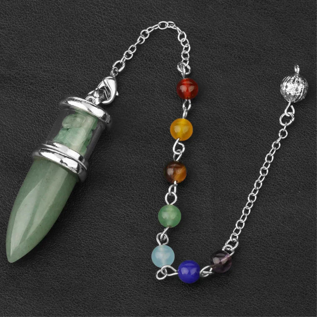 NATURAL CRYSTAL SEVEN CHAKRA BOHO NECKLACE FOR YOGA & BALANCE - Green Aventurine - Necklace