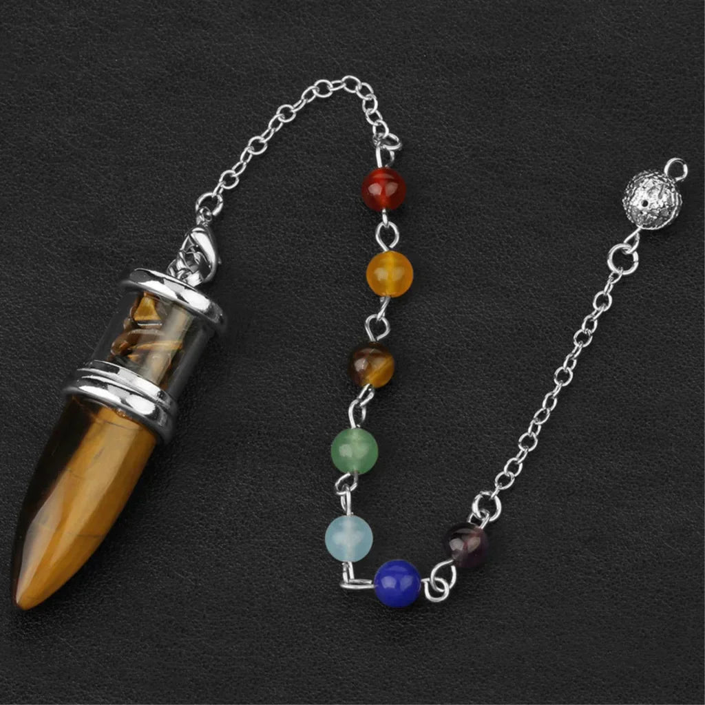 NATURAL CRYSTAL SEVEN CHAKRA BOHO NECKLACE FOR YOGA & BALANCE - Tigers Eye - Necklace