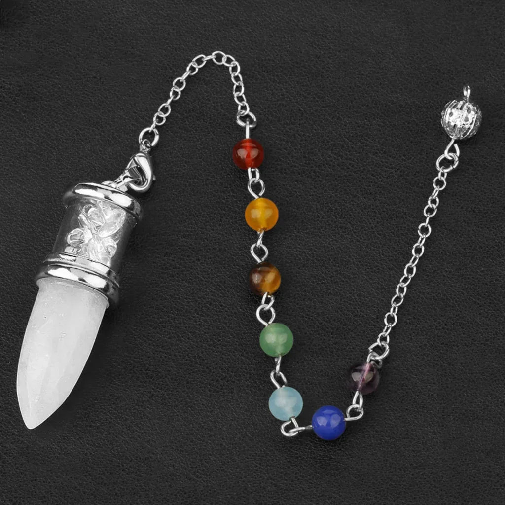 NATURAL CRYSTAL SEVEN CHAKRA BOHO NECKLACE FOR YOGA & BALANCE - White - Necklace