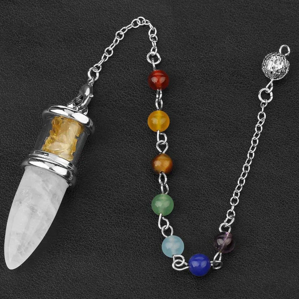 NATURAL CRYSTAL SEVEN CHAKRA BOHO NECKLACE FOR YOGA & BALANCE - White Yellow - Necklace