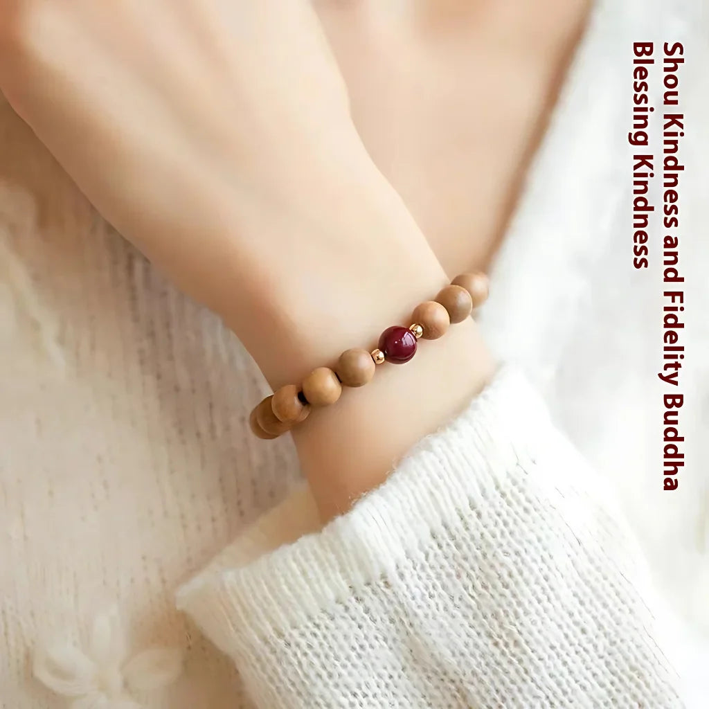 NATURAL PEACH WOOD SPIRITUAL BRACELET FOR WOMEN - Bracelet