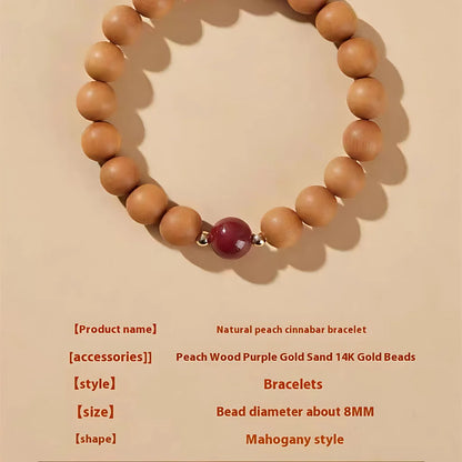 NATURAL PEACH WOOD SPIRITUAL BRACELET FOR WOMEN - Bracelet