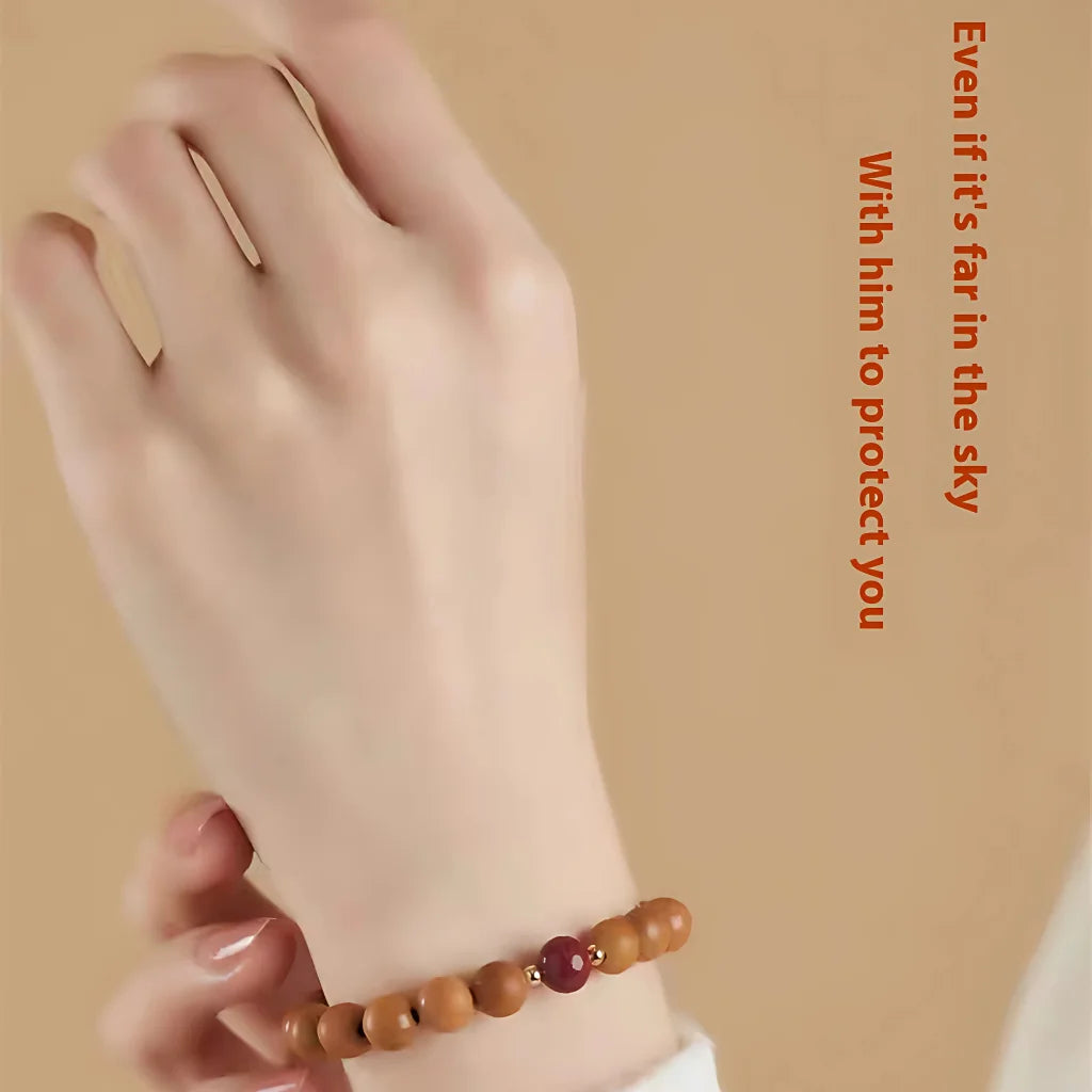 NATURAL PEACH WOOD SPIRITUAL BRACELET FOR WOMEN - Bracelet