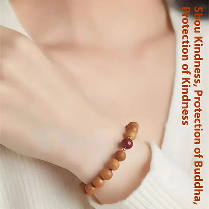 NATURAL PEACH WOOD SPIRITUAL BRACELET FOR WOMEN - Bracelet