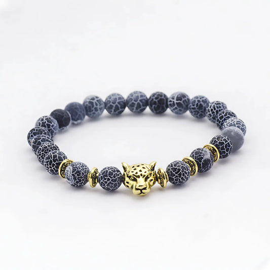 NATURAL STONE OWL BEAD BRACELET FOR SPIRITUAL ENERGY - A / Leopard - Bracelet