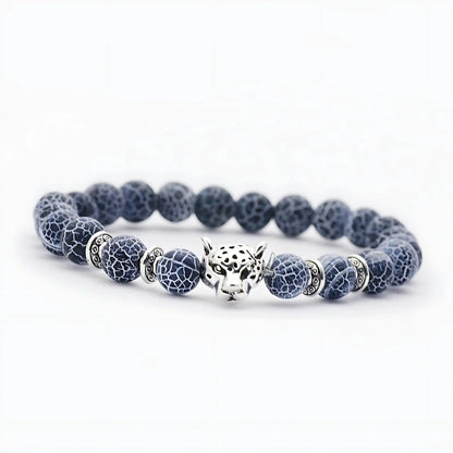 NATURAL STONE OWL BEAD BRACELET FOR SPIRITUAL ENERGY - B / Leopard - Bracelet