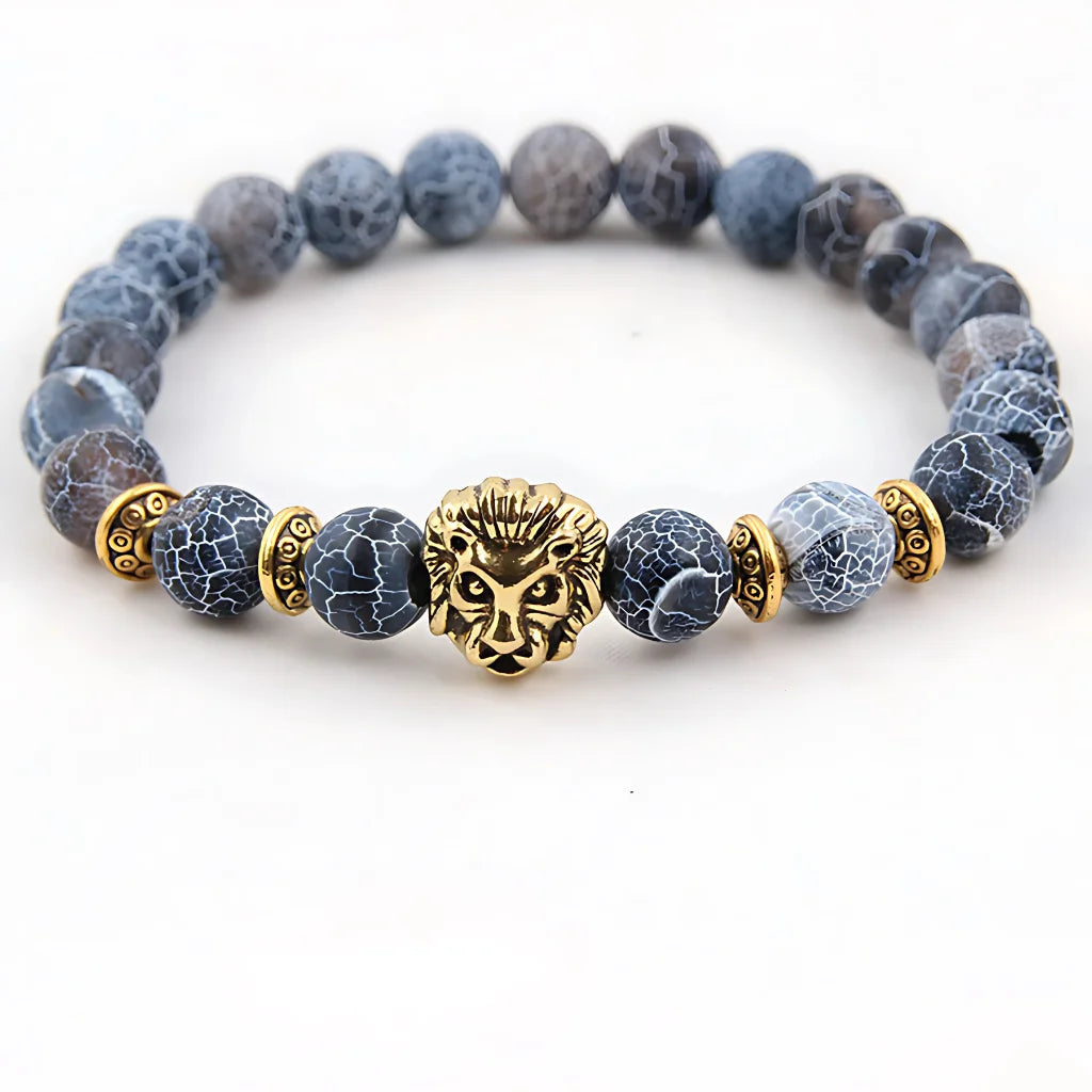 NATURAL STONE OWL BEAD BRACELET FOR SPIRITUAL ENERGY - B / Lion - Bracelet