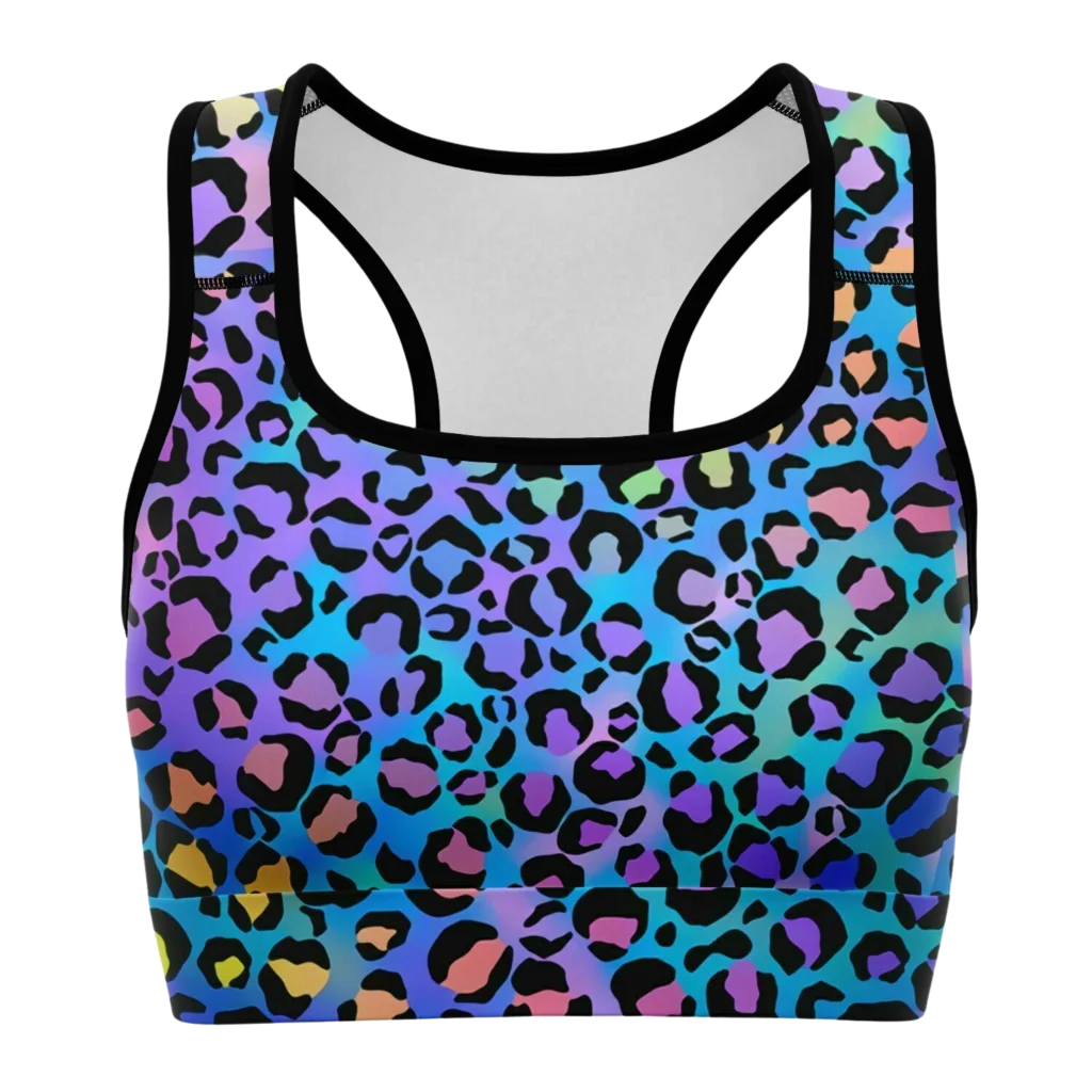 STAND OUT WITH THE NEON LEOPARD SPORTS BRA FOR YOGA! - XS