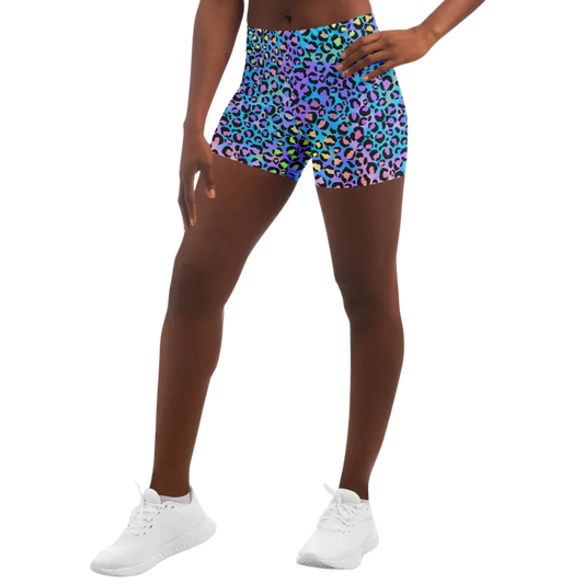 Neon Leopard Yoga Shorts For Women – Best Yoga Shorts - XS - Yoga Shorts - AOP