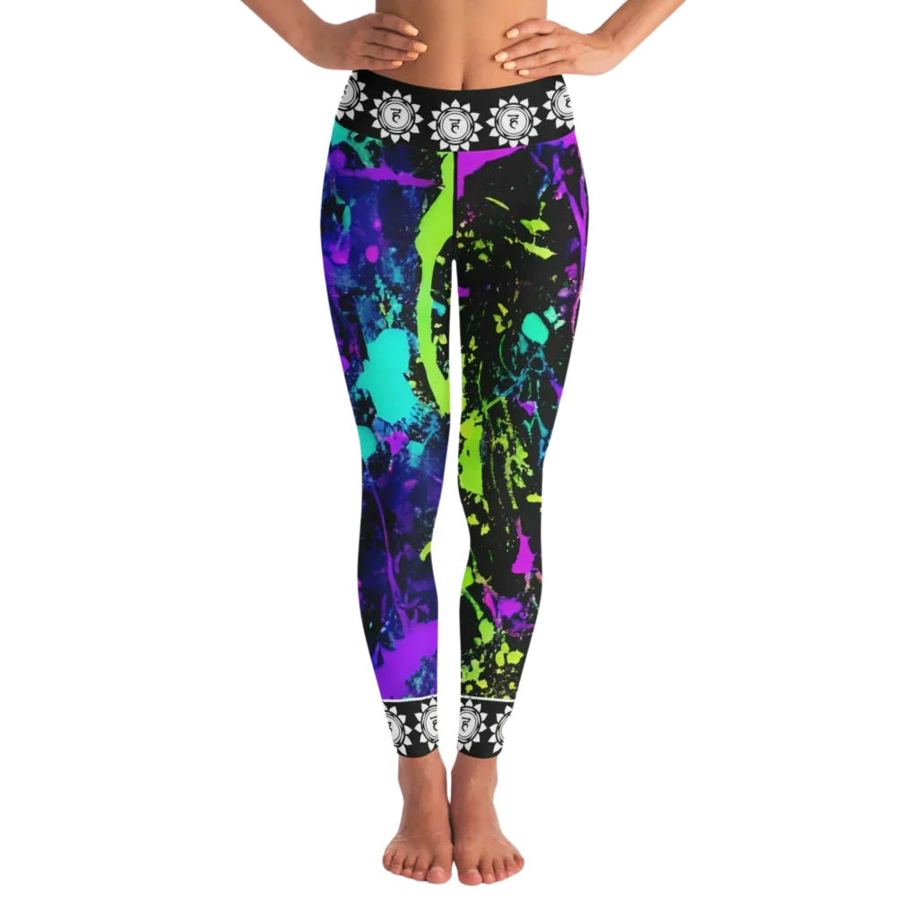 NEON PAINT SPLASH MATCHING YOGA SET FOR ENERGETIC FLOW - yoga-leggings-sports-bra-set