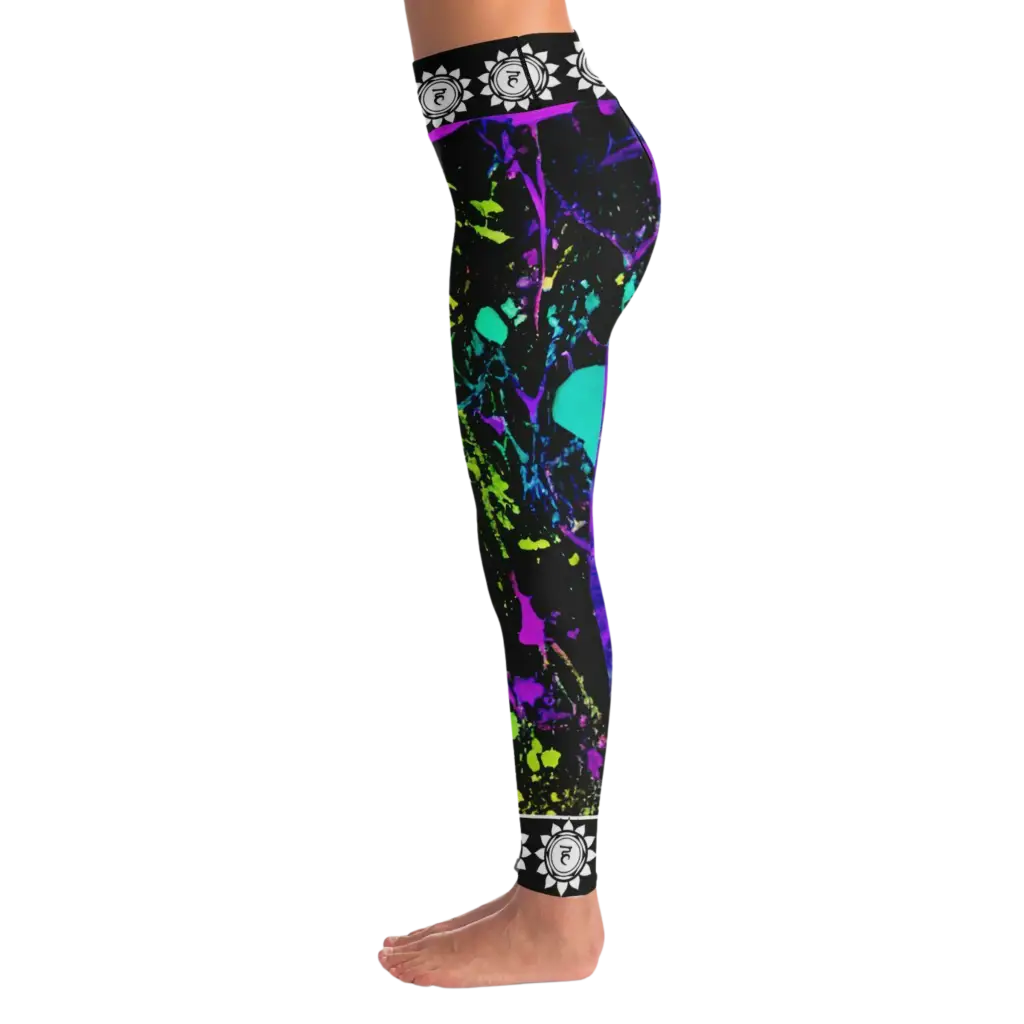 NEON PAINT SPLASH YOGA LEGGINGS - Yoga Leggings - AOP