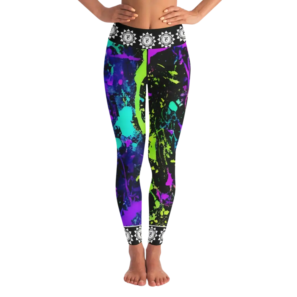 NEON PAINT SPLASH YOGA LEGGINGS - XS - Yoga Leggings - AOP