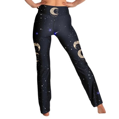 NIGHT SKY BOHO MANDALA YOGA FLARE LEGGINGS FOR WOMEN