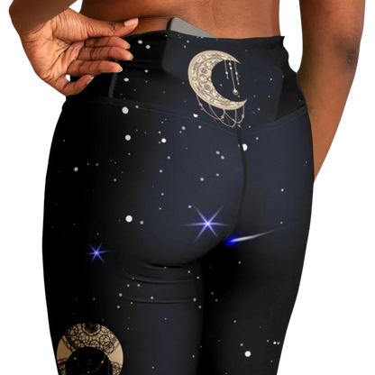 NIGHT SKY BOHO MANDALA YOGA FLARE LEGGINGS FOR WOMEN