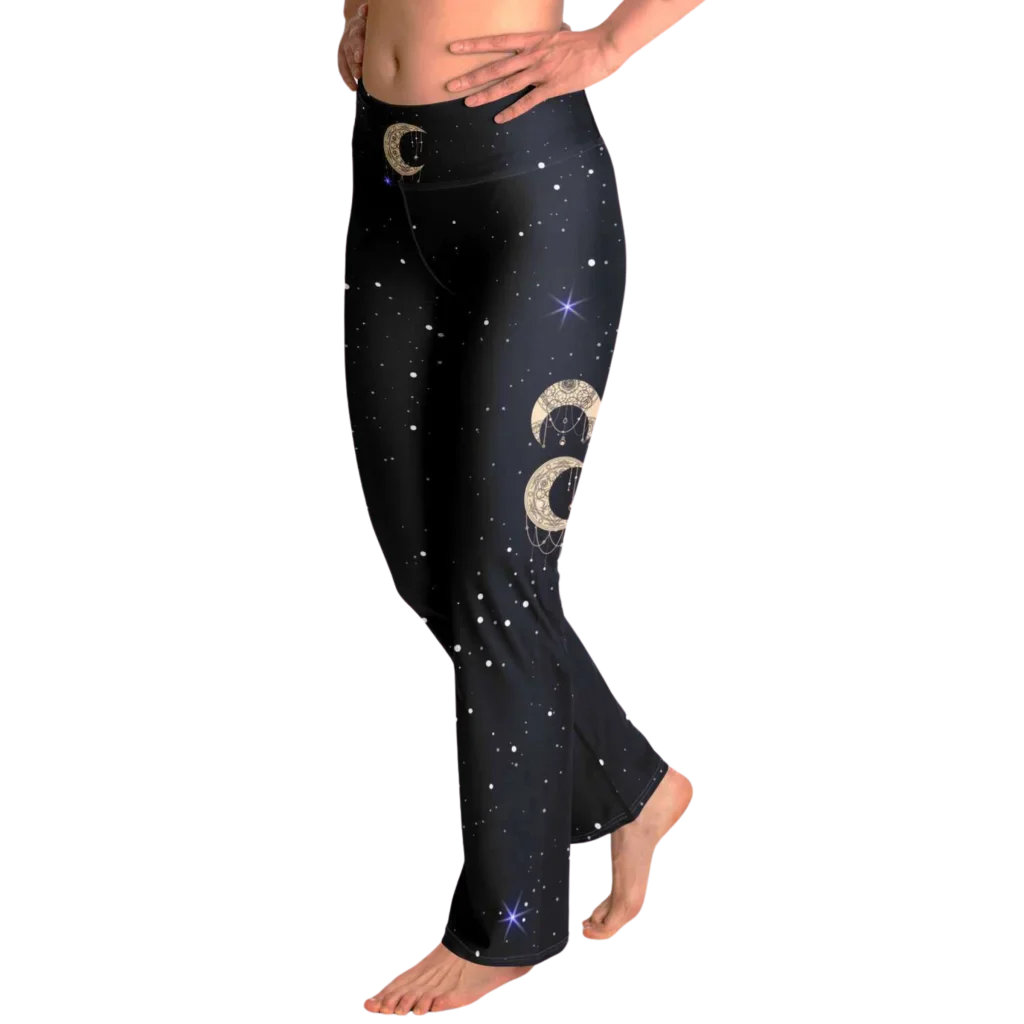 NIGHT SKY BOHO MANDALA YOGA FLARE LEGGINGS FOR WOMEN