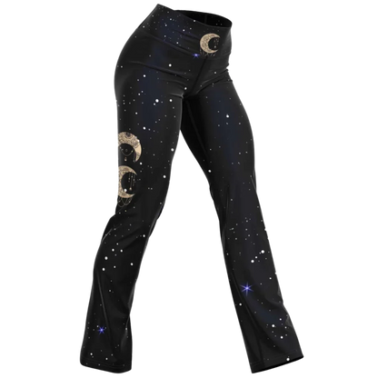 NIGHT SKY BOHO MANDALA YOGA FLARE LEGGINGS FOR WOMEN - XS