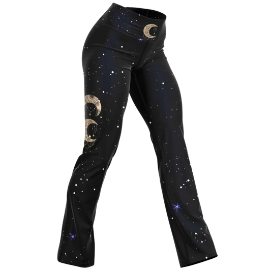 NIGHT SKY BOHO MANDALA YOGA FLARE LEGGINGS FOR WOMEN - XS