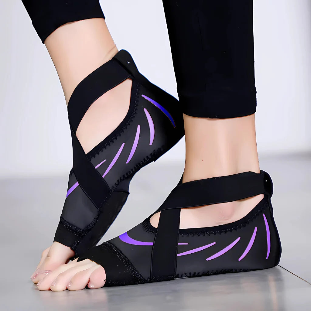 NON SLIP YOGA SHOES FOR WOMEN WITH SUPPORT & COMFORT - Black And Purple / 35x36 - Yoga Shoes