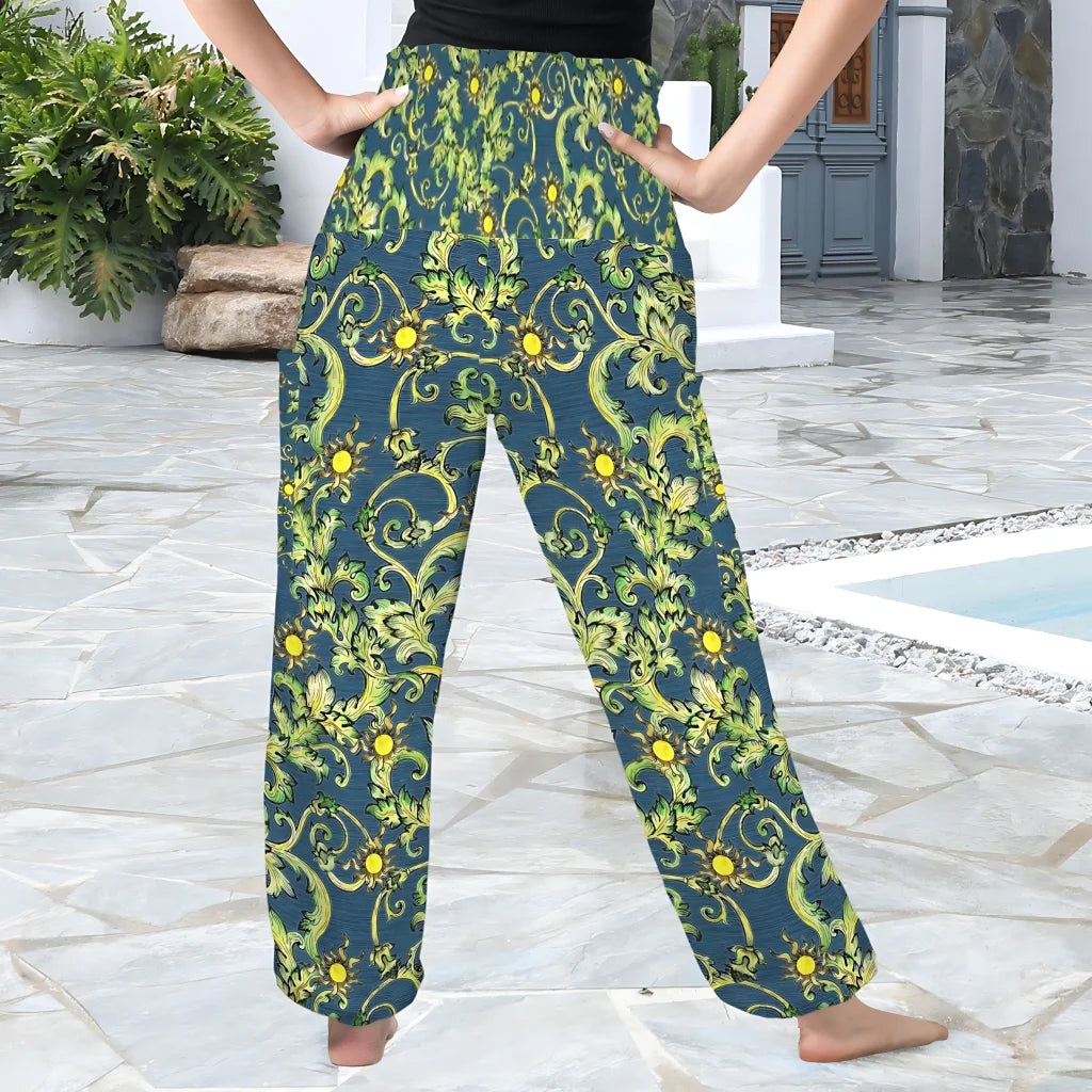 OCCULT FLORAL HIGH-WAISTED HAREM YOGA PANTS FOR WOMEN