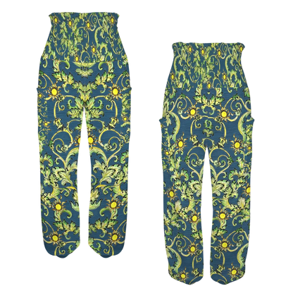 OCCULT FLORAL HIGH-WAISTED HAREM YOGA PANTS FOR WOMEN