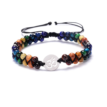 OM CHAKRA BRACELET WITH AGATE FOR SPIRITUAL BALANCE - Gold - Bracelet