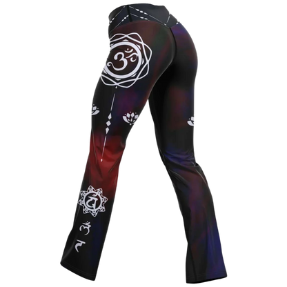 OM CHAKRA TIE-DYE FLARE YOGA LEGGINGS FOR WOMEN - Flare