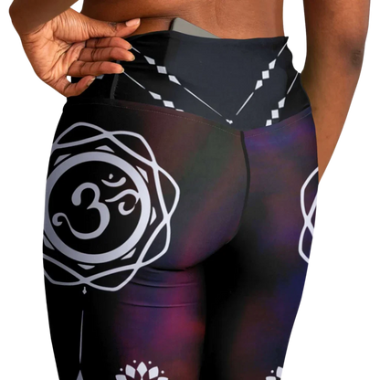 OM CHAKRA TIE-DYE FLARE YOGA LEGGINGS FOR WOMEN - Flare