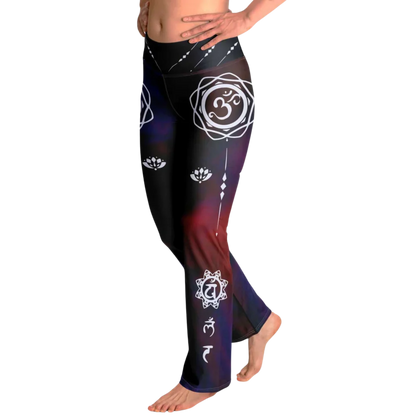 OM CHAKRA TIE-DYE FLARE YOGA LEGGINGS FOR WOMEN - Flare