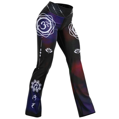 OM CHAKRA TIE-DYE FLARE YOGA LEGGINGS FOR WOMEN - XS