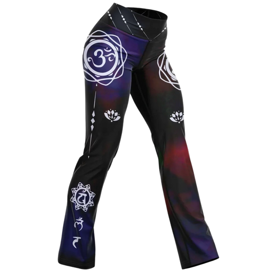 OM CHAKRA TIE-DYE FLARE YOGA LEGGINGS FOR WOMEN - XS