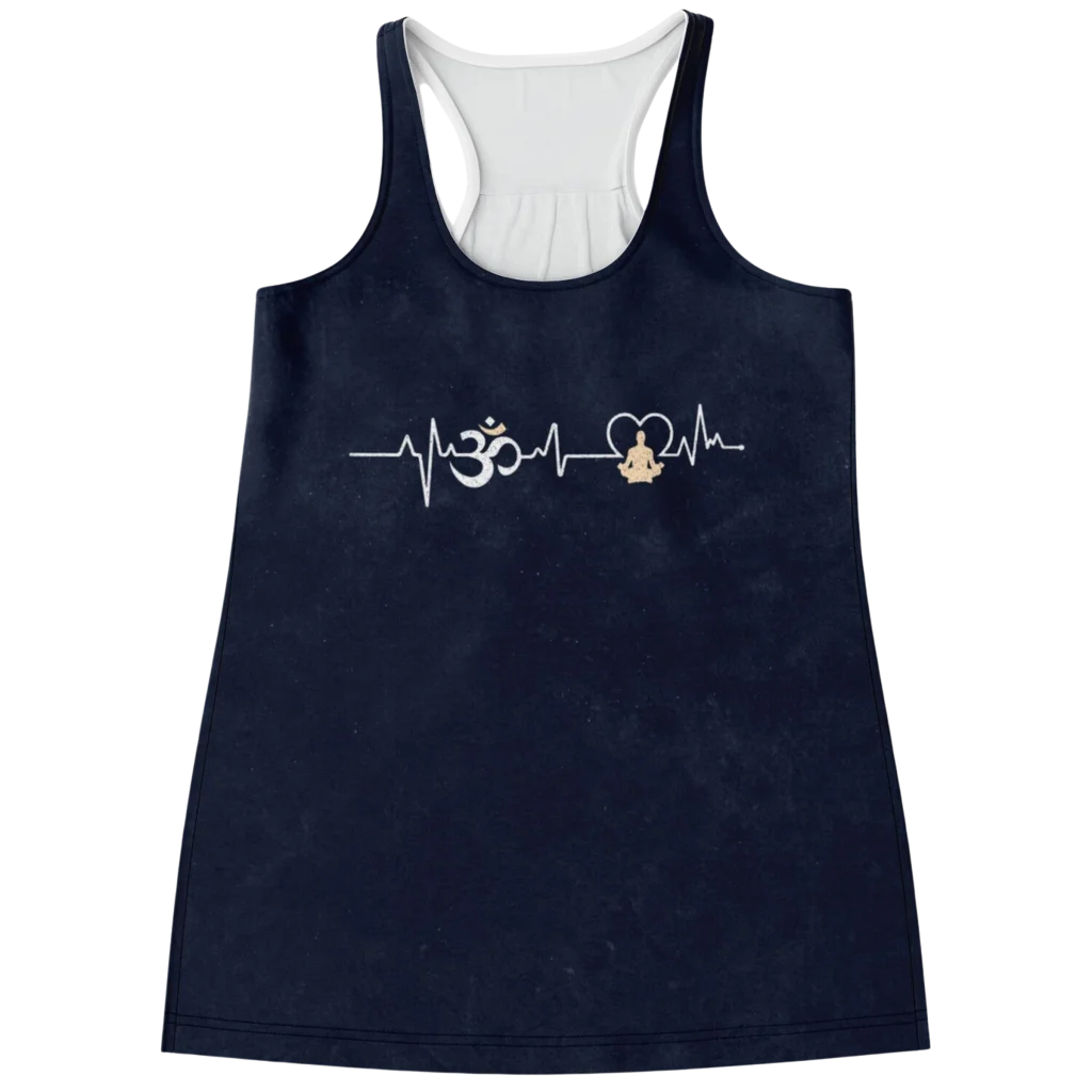 OM HEARTBEAT SPIRITUAL RACERBACK YOGA TANK TOP FOR WOMEN