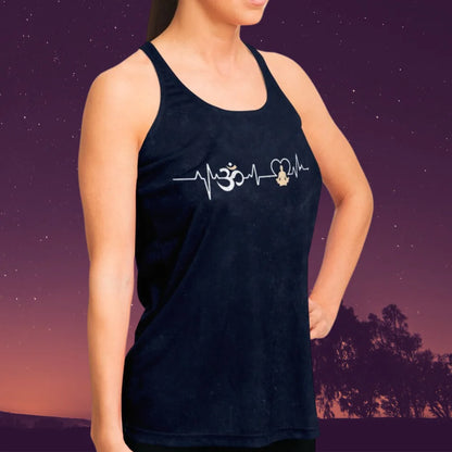 OM HEARTBEAT SPIRITUAL RACERBACK YOGA TANK TOP FOR WOMEN