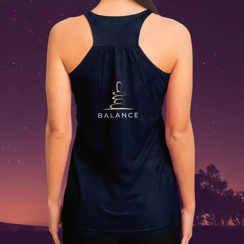 OM HEARTBEAT SPIRITUAL YOGA TANK RACERBACK FOR WOMEN - Flowy Racerback Tank Top - AOP